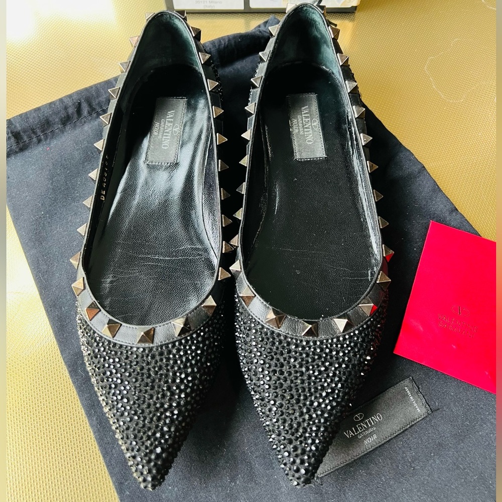 Valentino Nappa Crystal Rockstud Flats Size 7